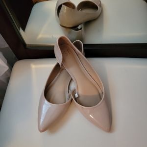 Tan patent leather flats